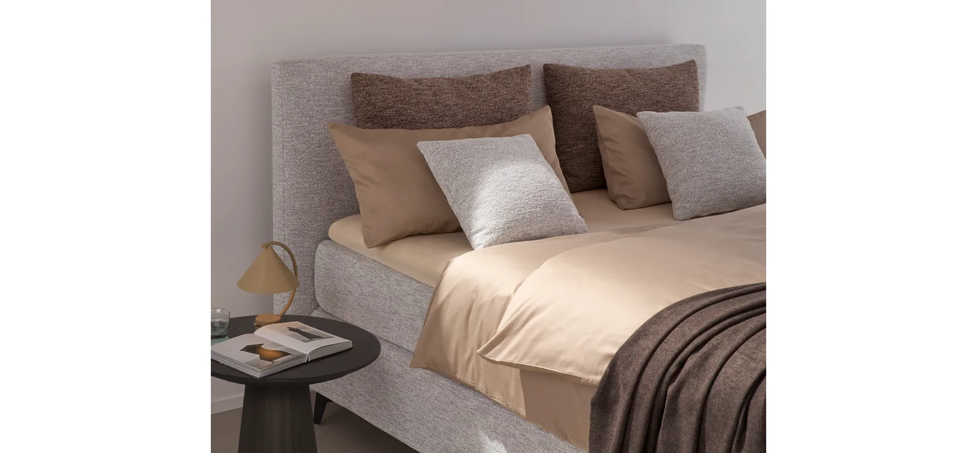 Boxspringbett Delia - Liegefläche ca. 180x200 cm, Stoff, Ecru