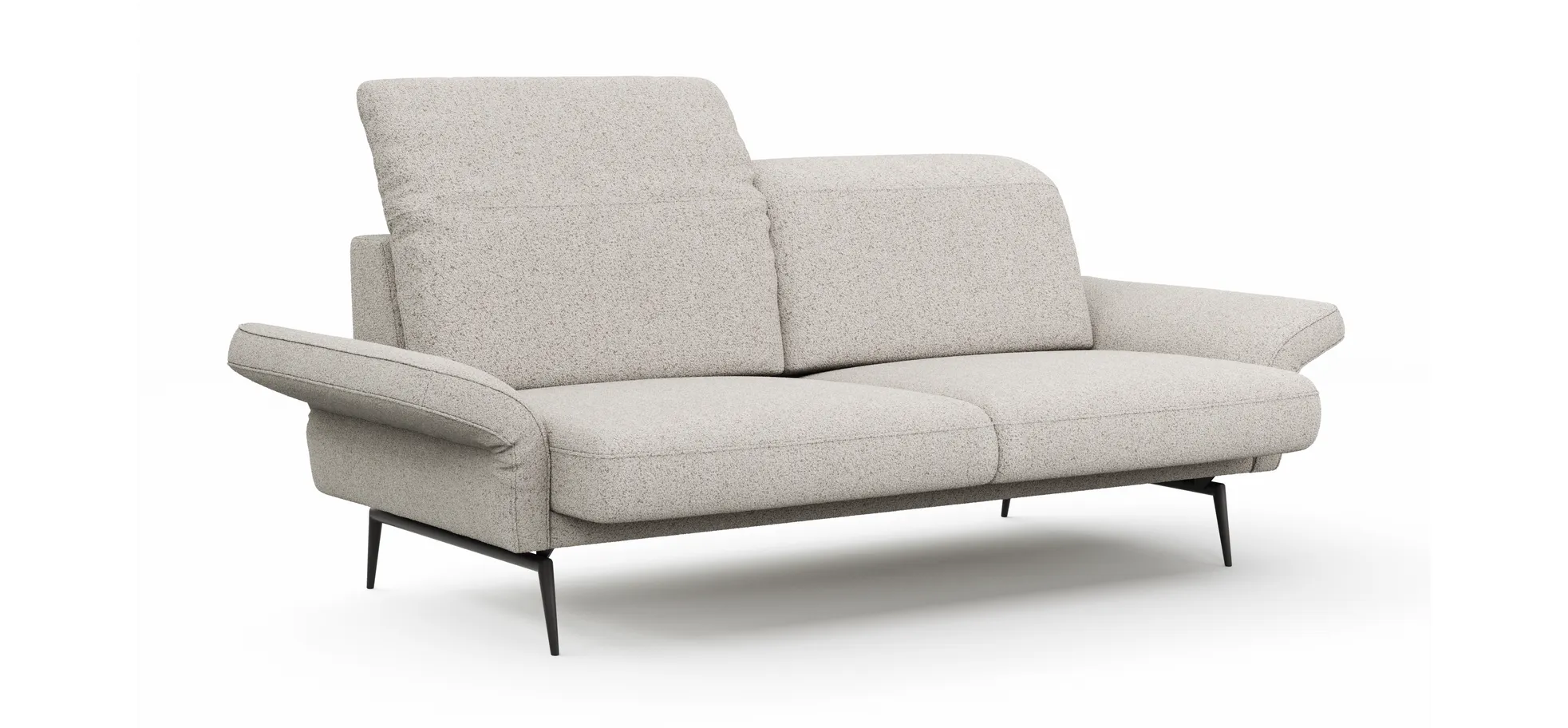 Sofa Estrela 2.0 - 2,5-Sitzer inkl. Kopfteil/Armteil verstellbar und Sitzvorzug motorisch, Stoff, Creme