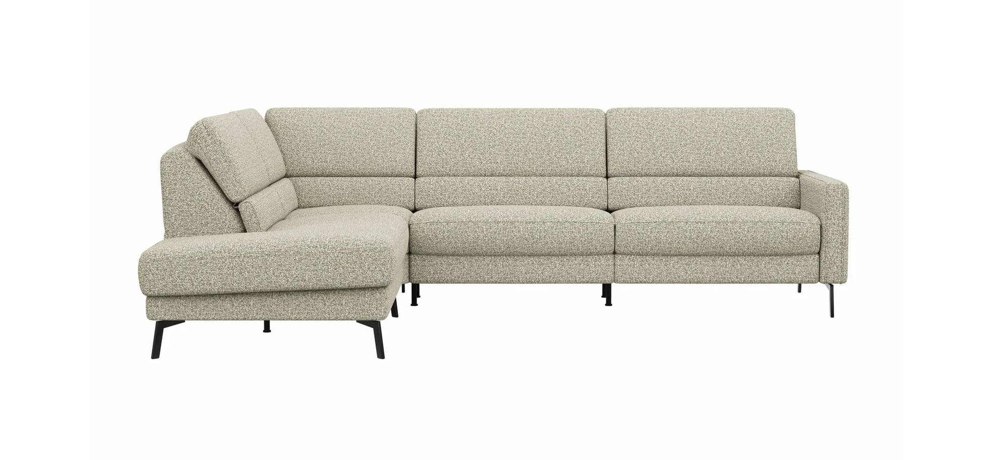 Ecksofa Valera - 3-Sitzer mit Ecke rechts inkl. Rückenlehne verstellbar, Stoff, Limone 202580