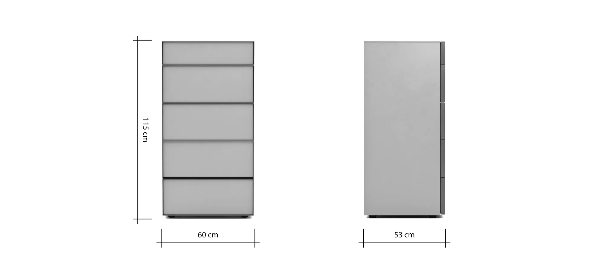 Kommode Loretto - BHT ca. 60x115x53 cm, Lack matt, Anthrazit