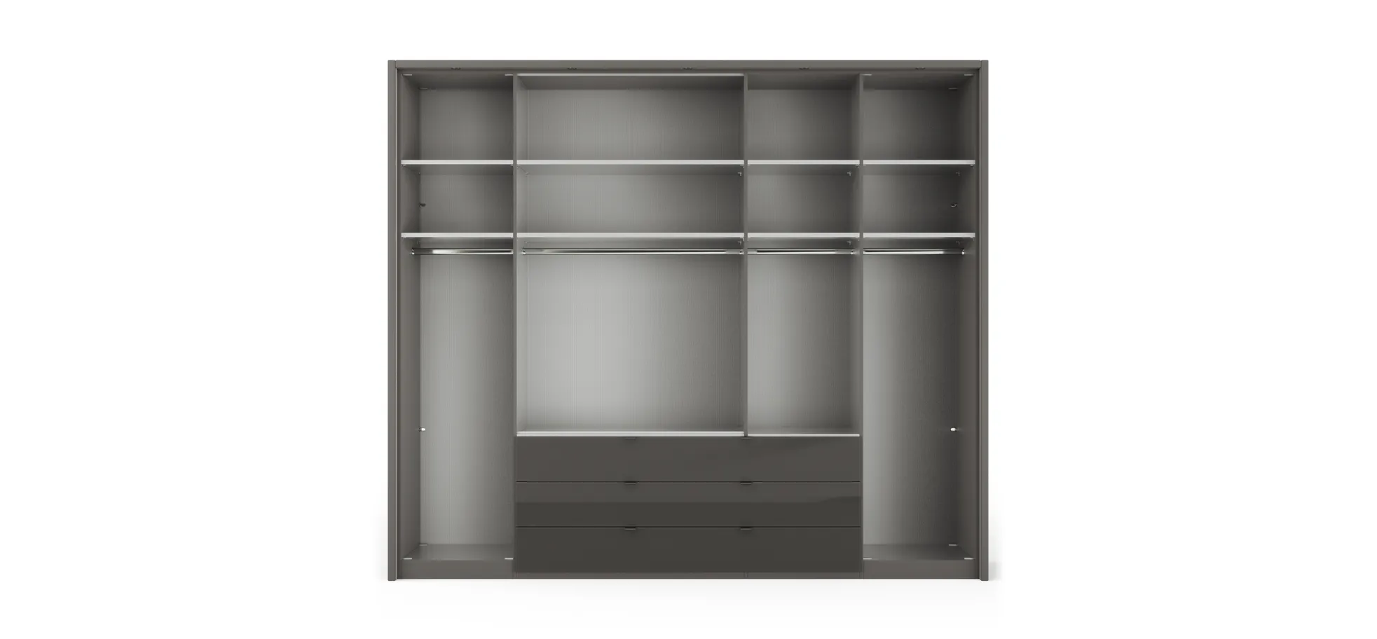 Drehtürenschrank Marbella - B. ca. 257cm, Korpus, Front Glas, Weiß