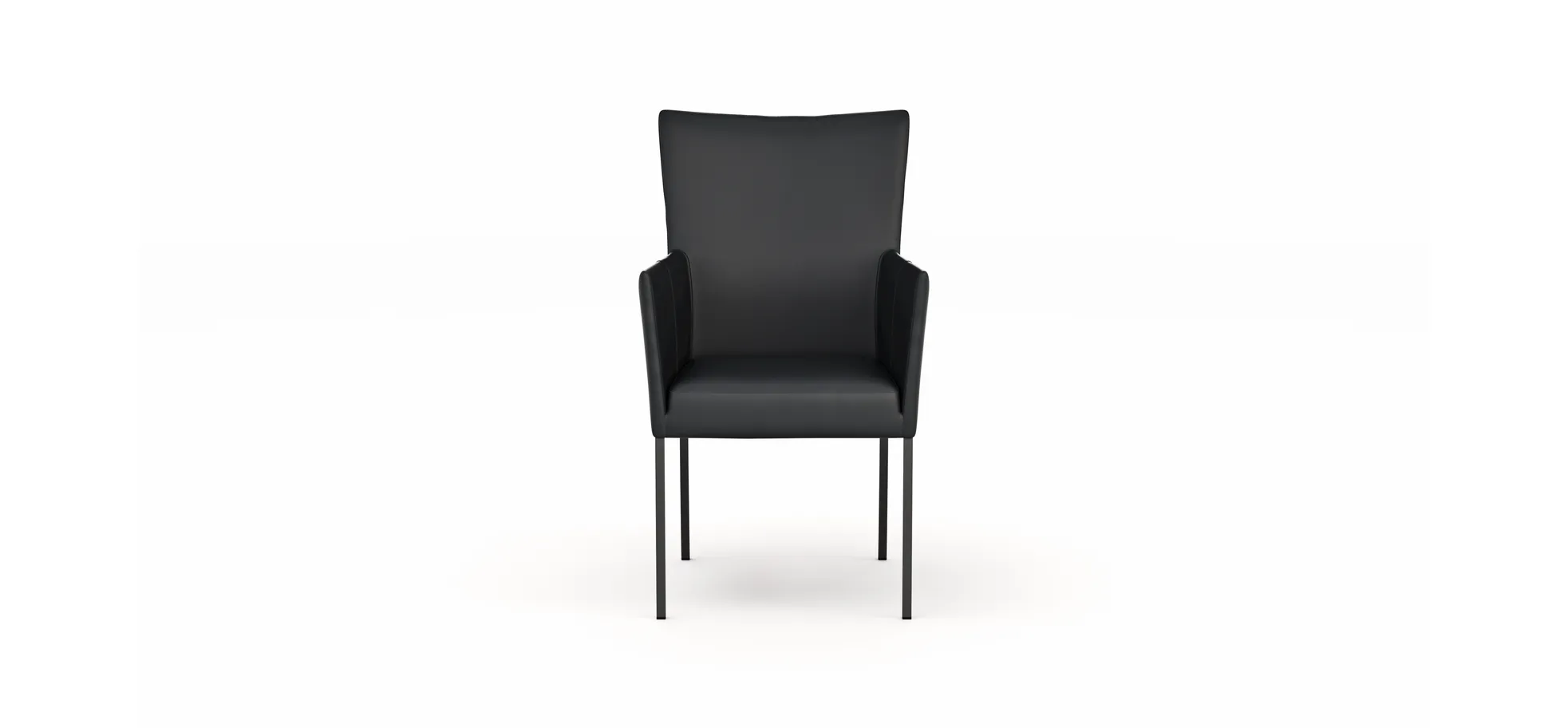Armlehnstuhl Penthouse - Leder, Schwarz, 4 Fuß, Metall, Schwarz