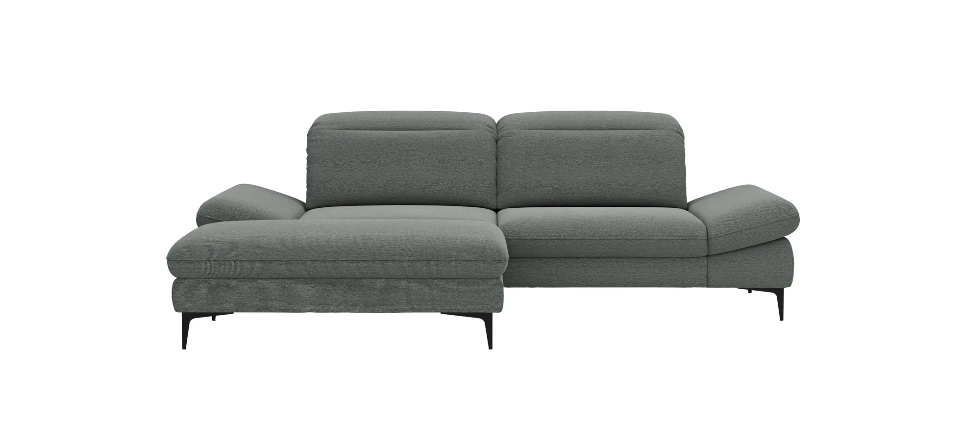Ecksofa Alegria - Longchair links mit 1,5-Sitzer inkl. Kopfteil/ Armlehne/ Sitztiefe verstellbar, Stoff, Eisblau 110305