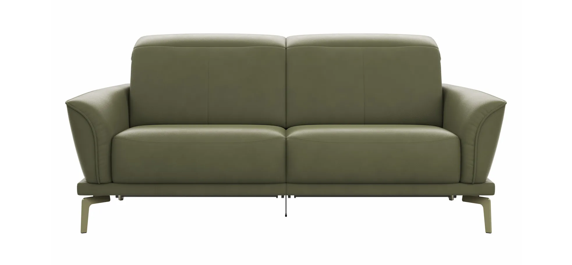 Sofa Amadena - 2-Sitzer inkl. Relaxfunktion motorisch und Kopfteil verstellbar, Leder, Olive 145981