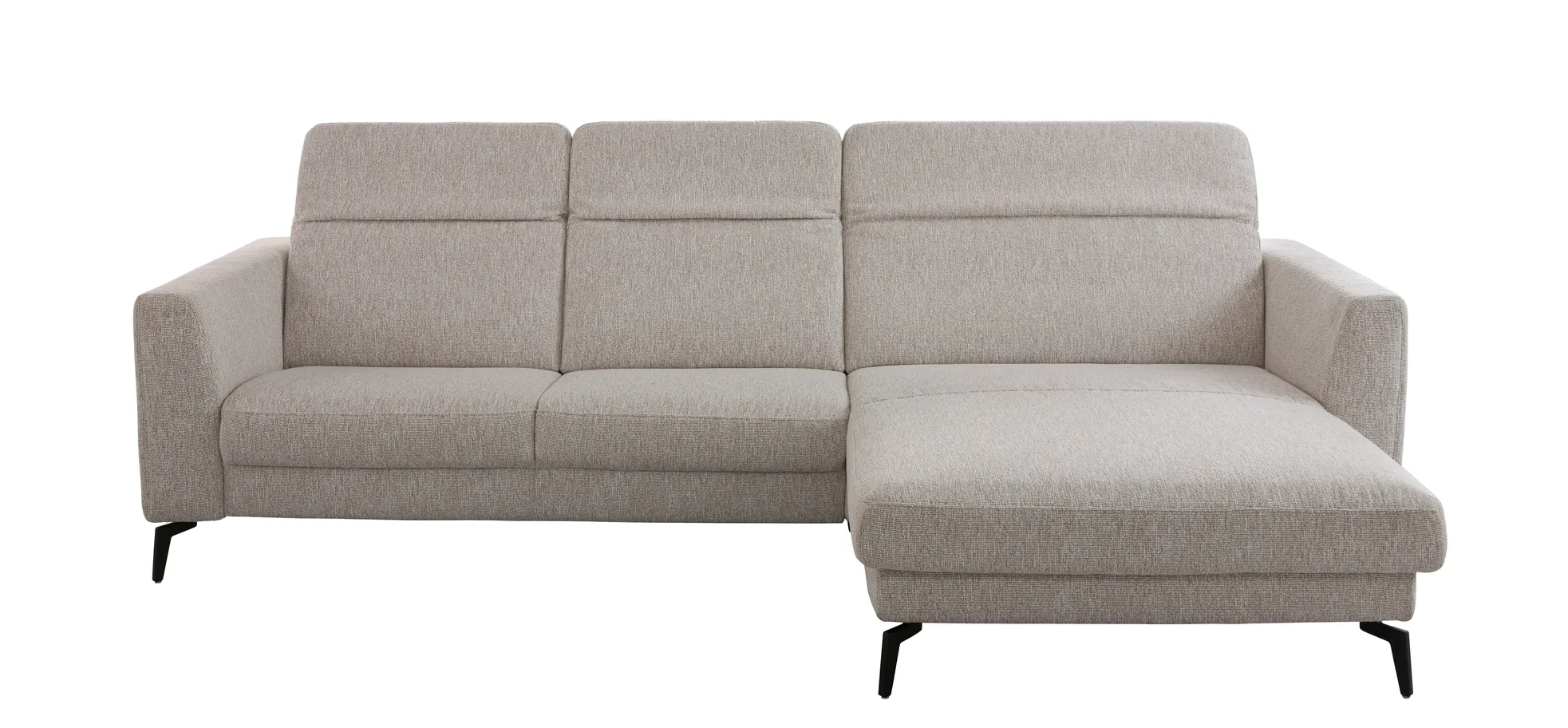Ecksofa Rafaela 2.0 - 2,5-Sitzer mit Longchair rechts inkl. Kopfteilverstellung, Stoff, Champagner 3028270