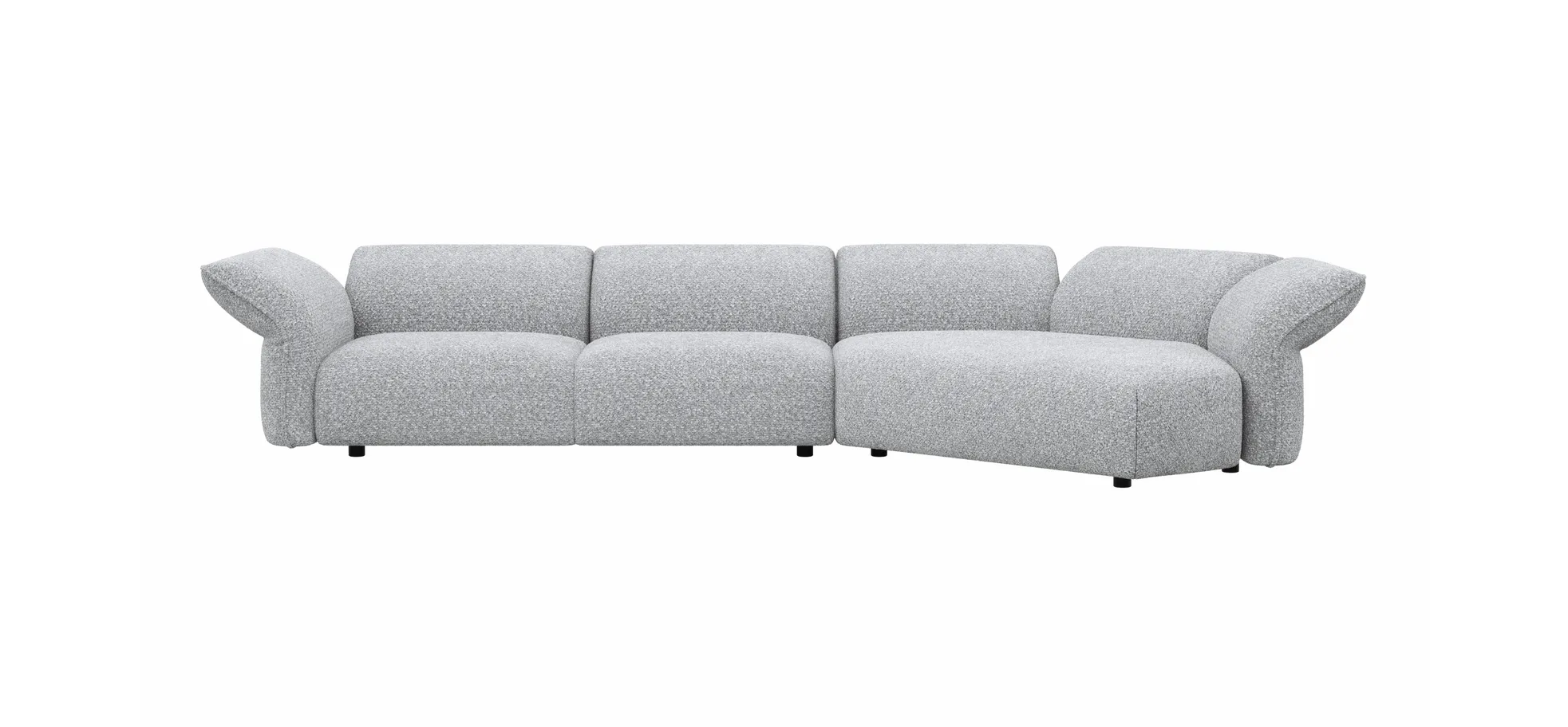 Trapezsofa Motone - 2-Sitzer mit Ecke rechts, Stoff, Hellgrau 203107