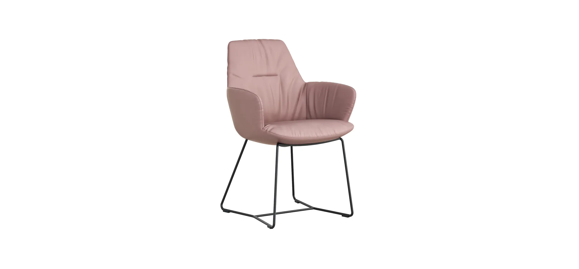Armlehnstuhl Pegara - Leder, Mauve, Kufe 111349