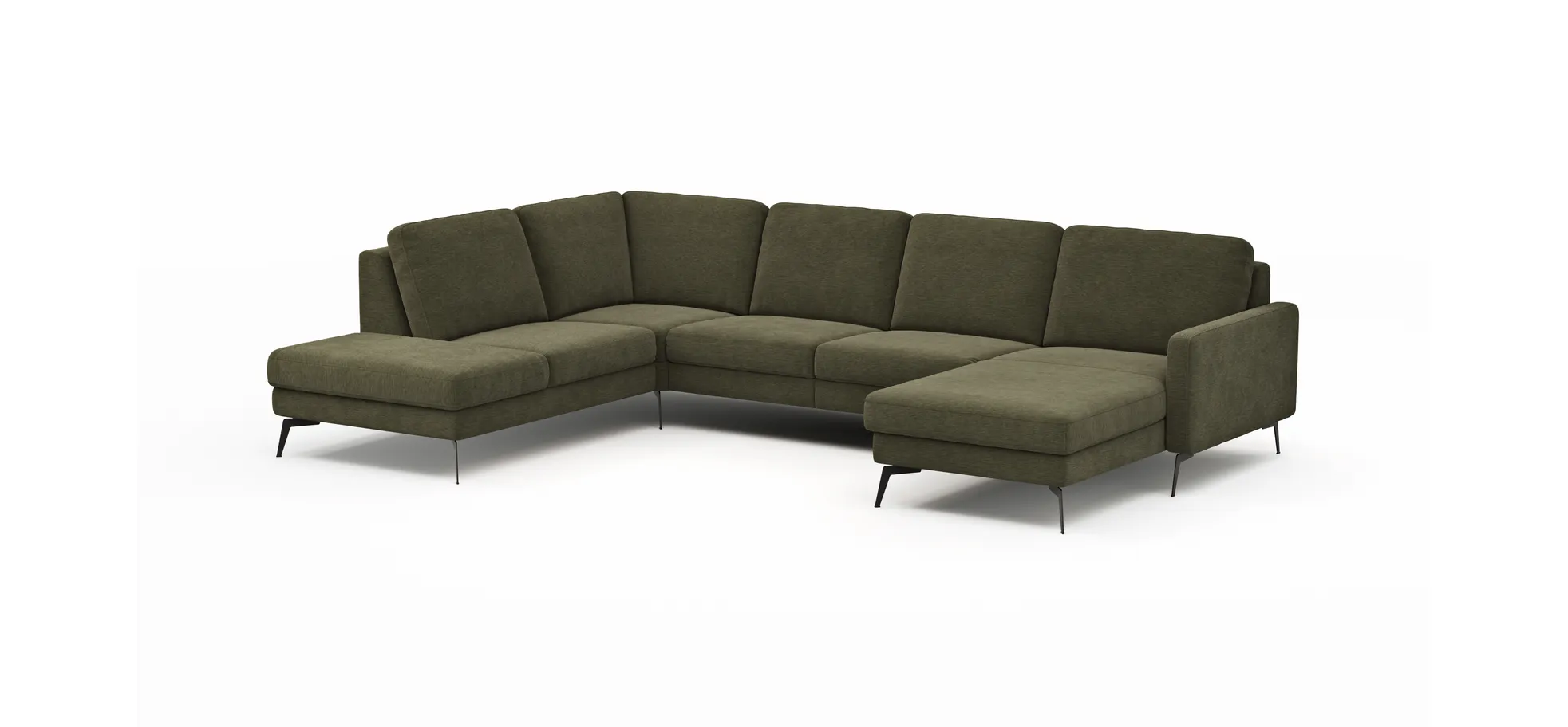 Wohnlandschaft Enna - Ecke links, 2,5-Sitzer, Longchair rechts, Stoff,  Olive