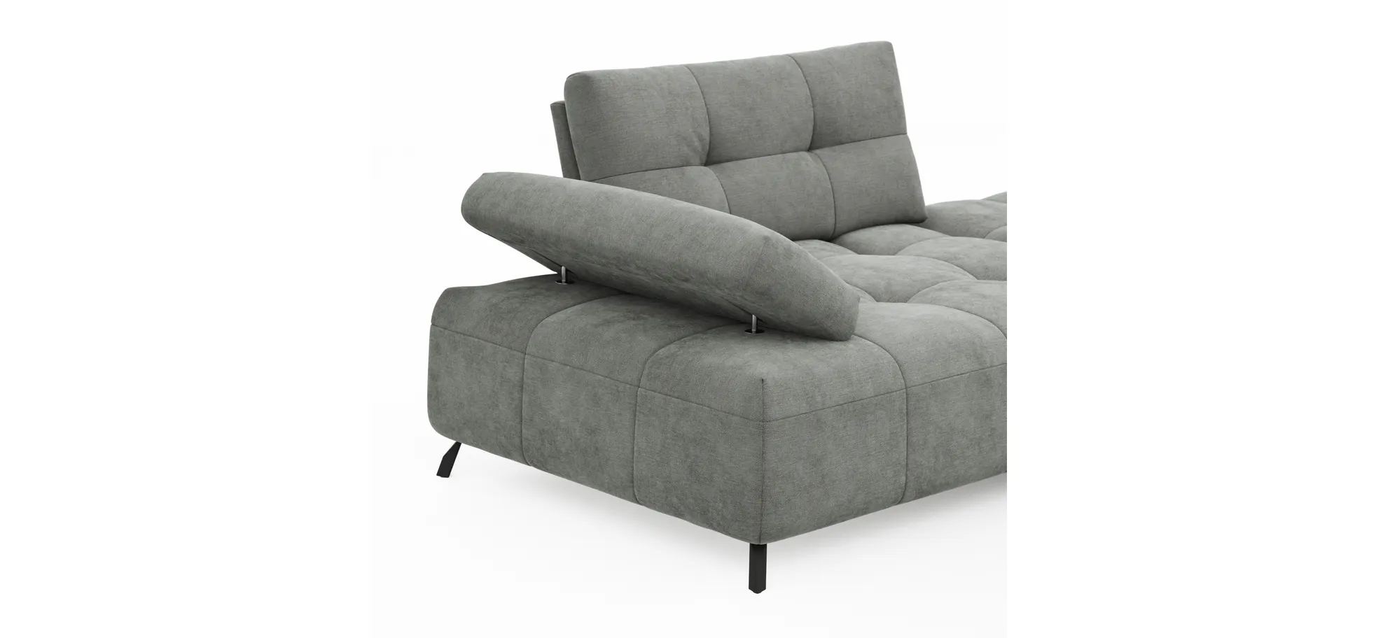 Ecksofa Comodo - 1-Sitzer, Longchair Rechts, Stoff, Hellgrau