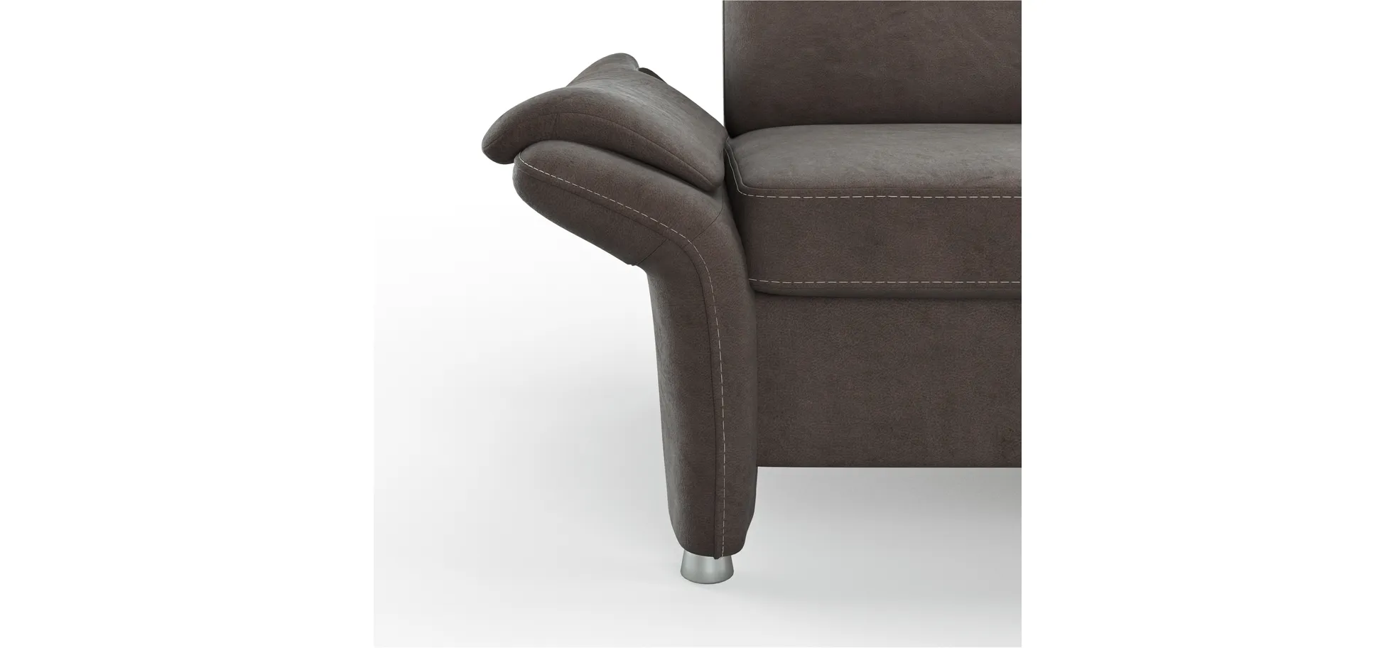 Sofa Arima - 2,5-Sitzer inkl. Sitzvorzug (motorisch) und Armlehnen verstellbar, Stoff, Dunkelbraun