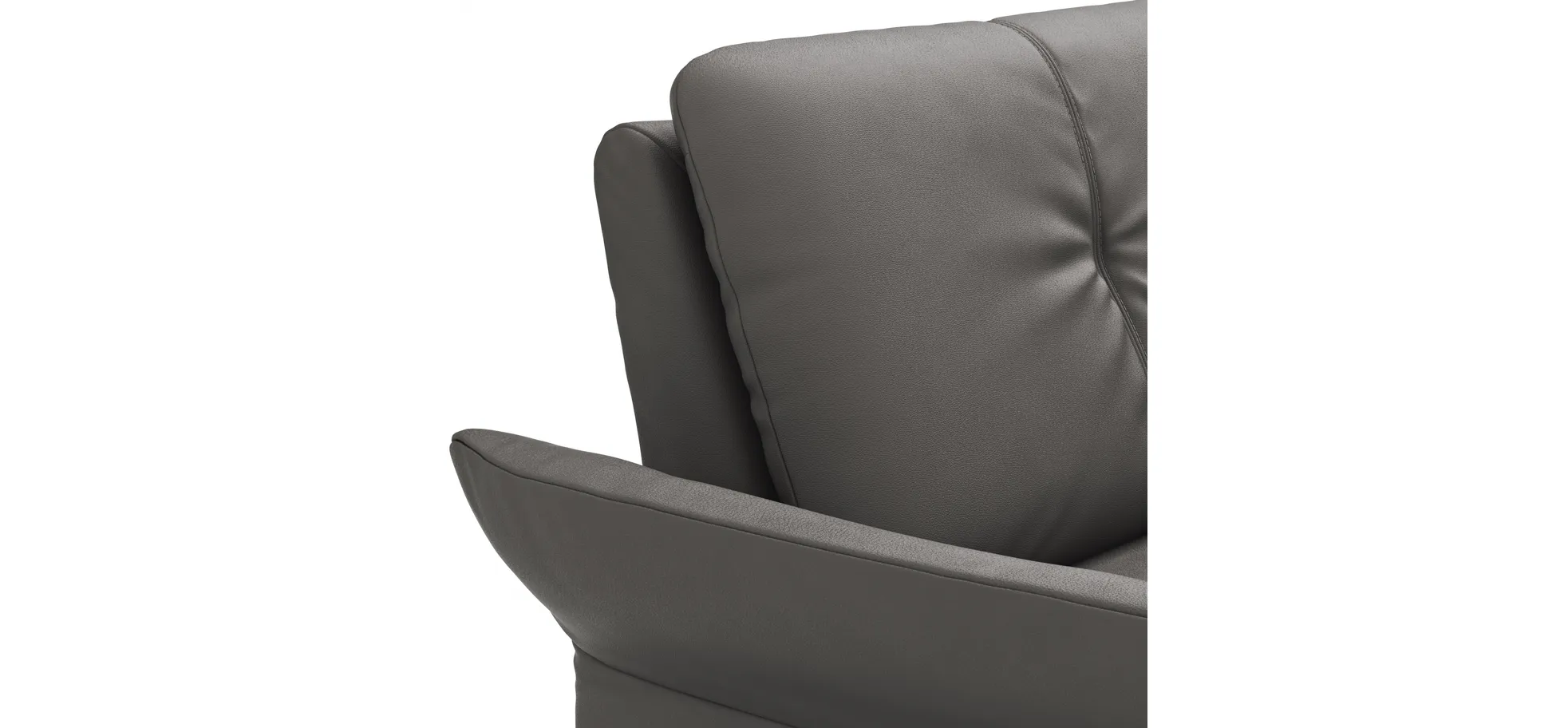 Sofa Tenero - 3-Sitzer inkl. Armlehne verstellbar, Leder, Anthrazit