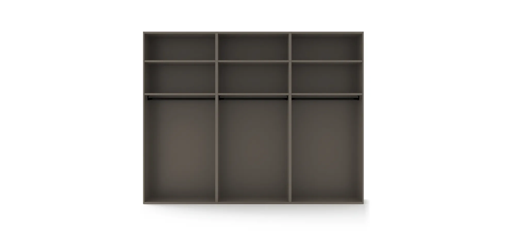 Drehtürenschrank Matera - BHT ca. 301x235x60 cm, Lack Matt, Muschelgrau, Griffe Coffee