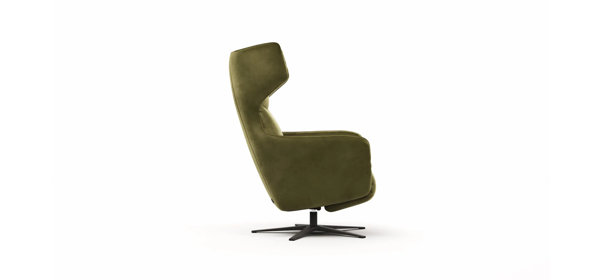 Sessel Noto Relax II - Rückenlehne und Fußteil verstellbar (motorisch), Velour, Schlammgrün