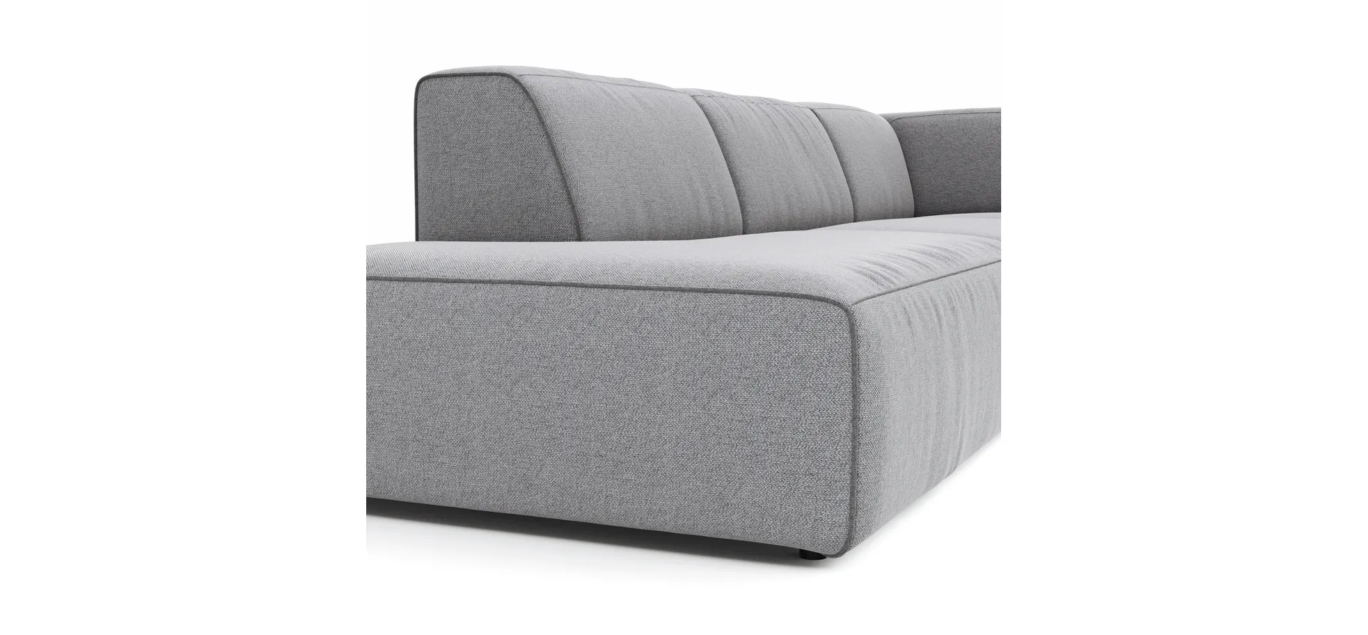 Ecksofa Elementos - Abschlusselement mit 1-Sitzer und Ecke rechts, Stoff, Grau