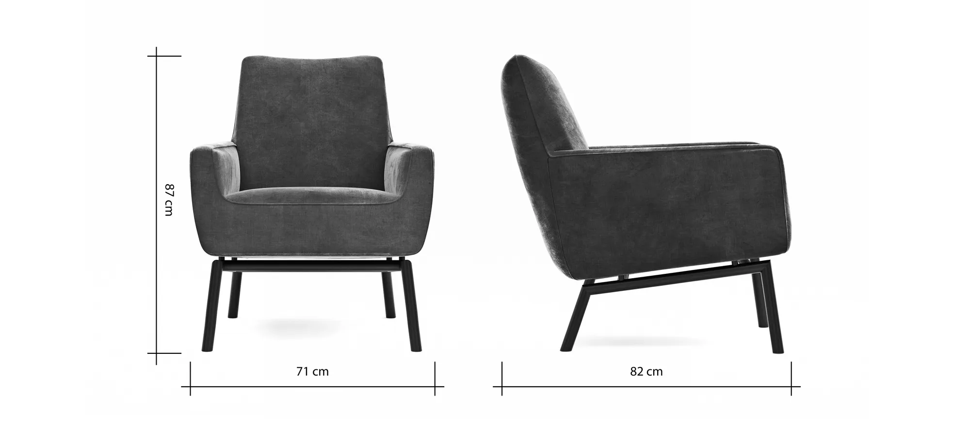 Sessel Matina - Größe L, Velour, Kupfer