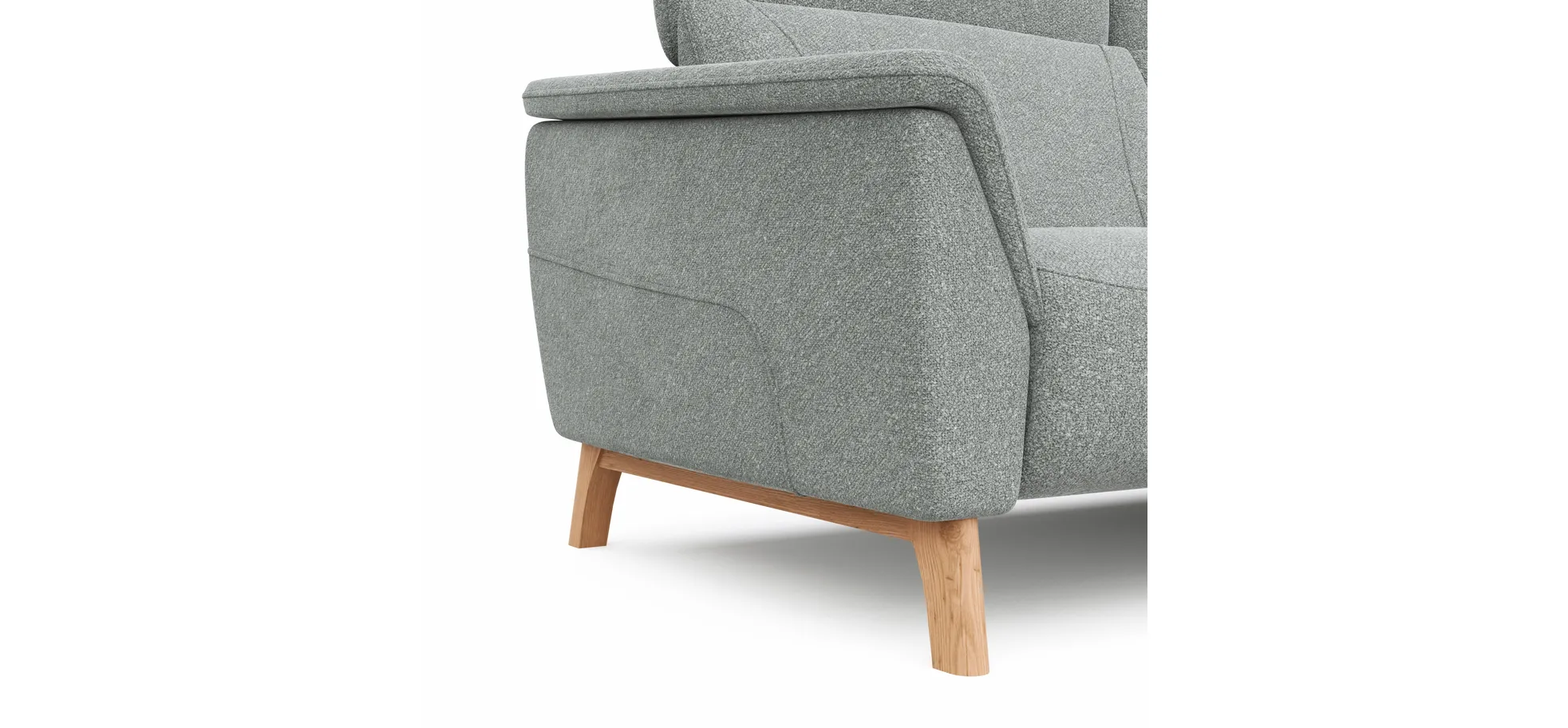 Sofa Nevin - 3-Sitzer inkl. Kopfpolsterverstellung, Stoff, Silbergrau