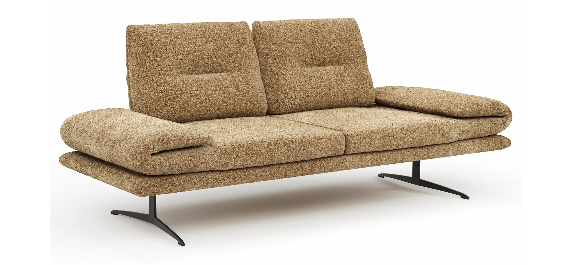 Sofa Lucero 2.0 - 2,5-Sitzer inkl. Rückenlehne verstellbar, Stoff, Cognac