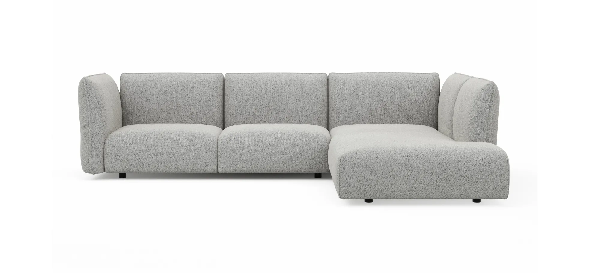 Ecksofa Motone - 2,5-Sitzer mit Ecke rechts, Stoff, Hellgrau
