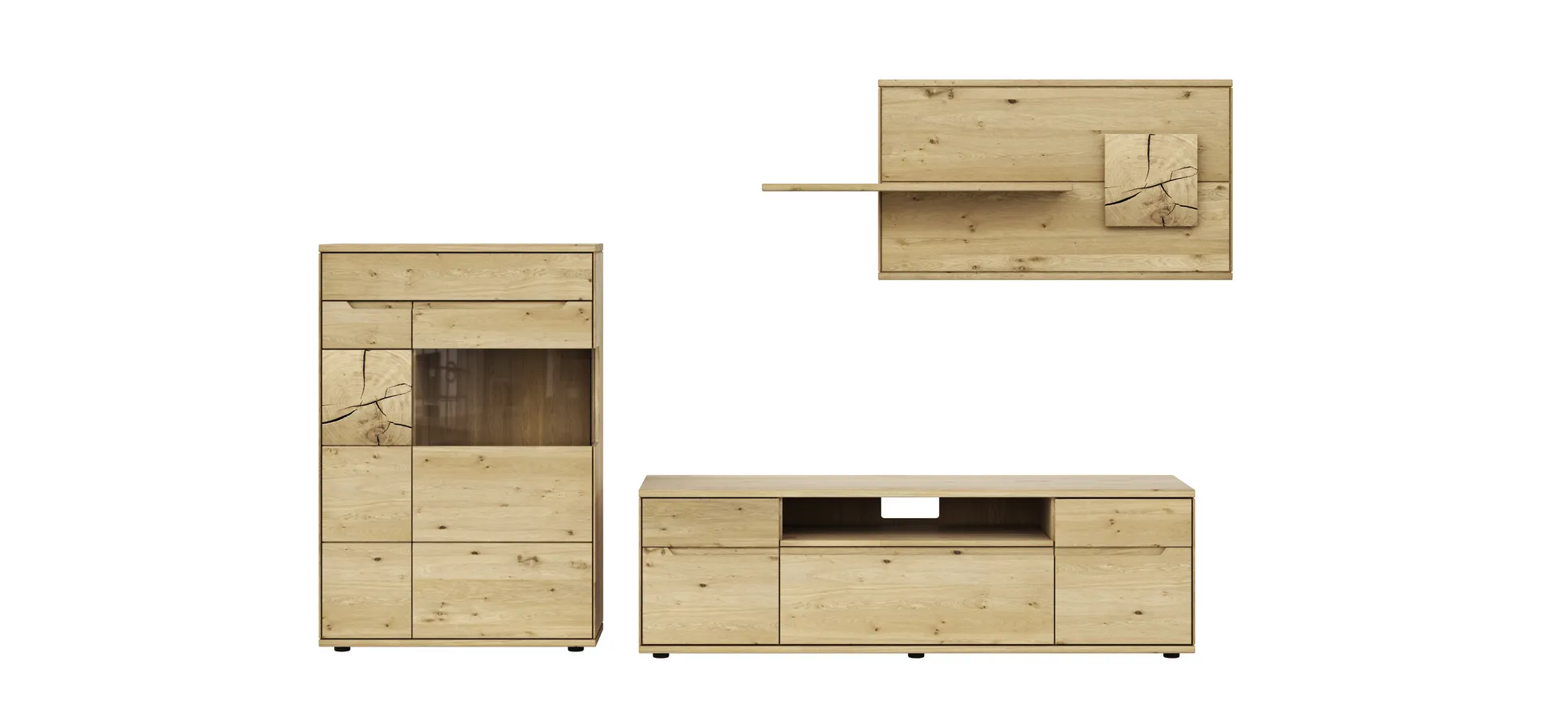 Wohnwand Amora - Wildeiche massiv bianco 108719