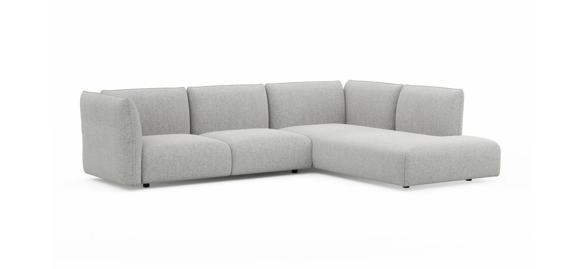 Ecksofa Motone - 2,5-Sitzer mit Ecke rechts, Stoff, Hellgrau