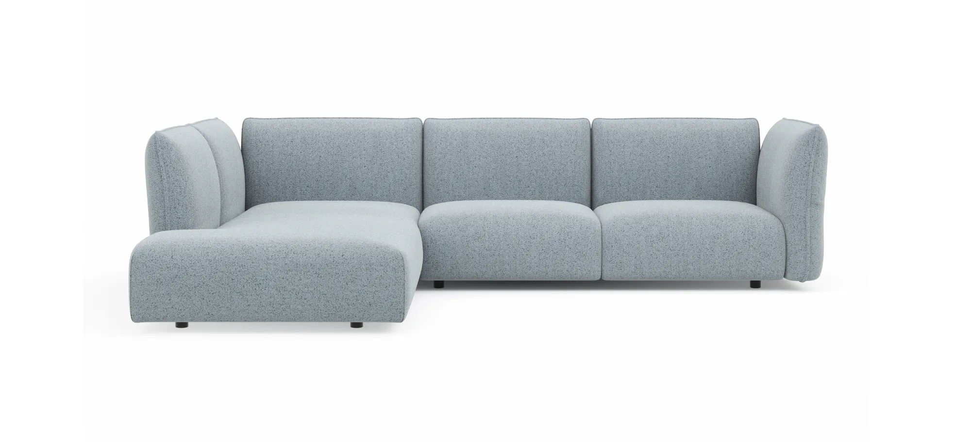Ecksofa Motone - Ecke links mit 2,5-Sitzer, Stoff, Hellblau