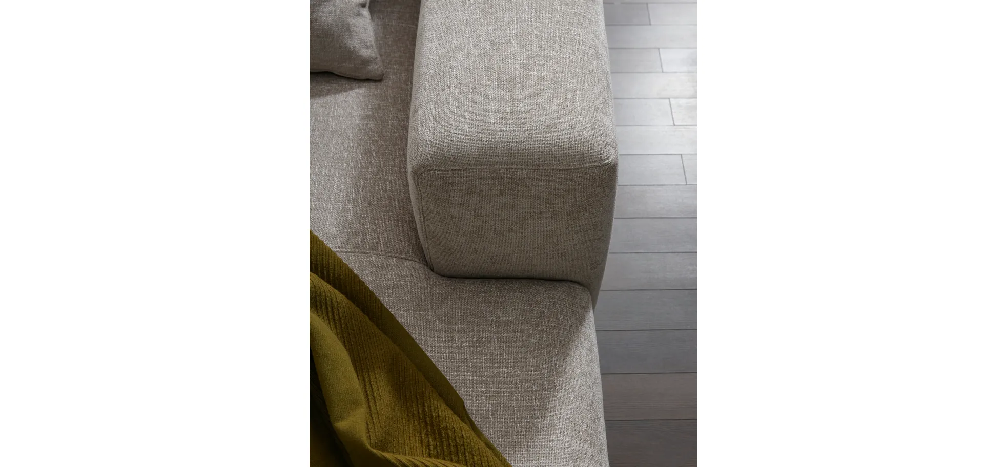 Ecksofa Caruso - 3-Sitzer, Longchair rechts, Stoff, Graubeige