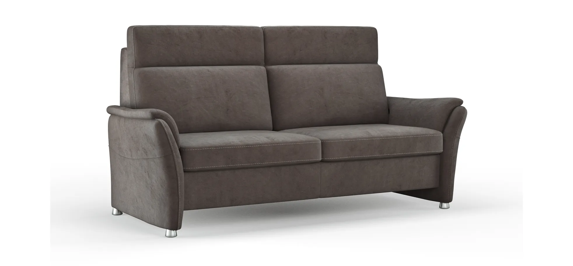 Sofa Arima - 2,5-Sitzer inkl. Sitzvorzug (motorisch) und Armlehnen verstellbar, Stoff, Dunkelbraun