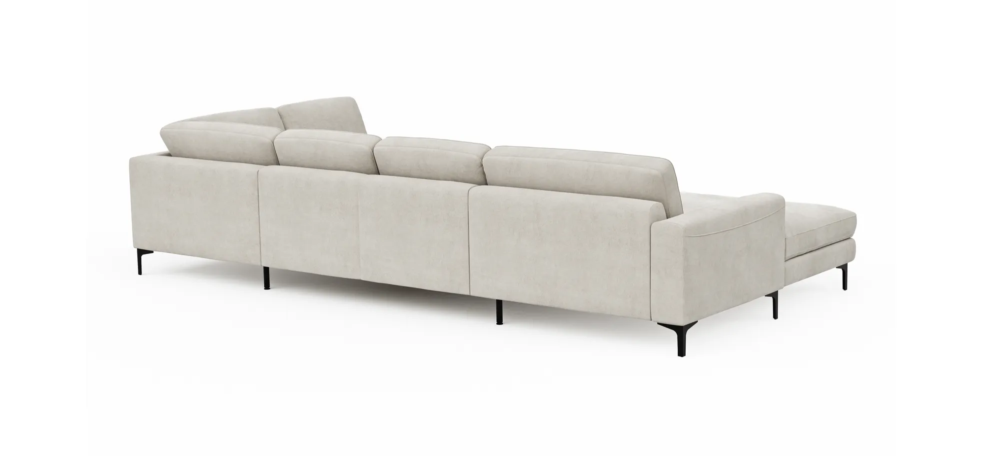 Wohnlandschaft Oviedo - Longchair links mit 2-Sitzer und Ecke rechts, Stoff, Natur