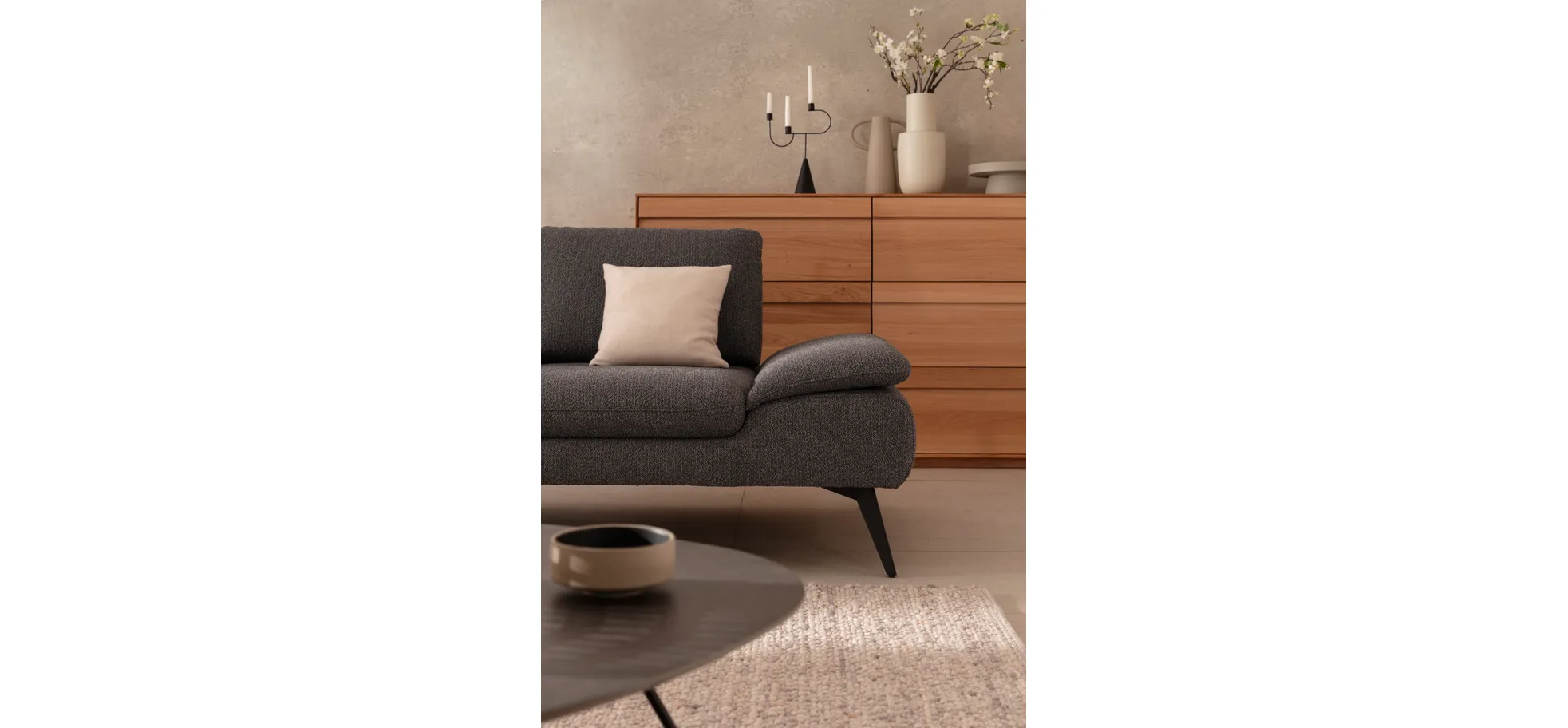 Ecksofa Collina - Longchair links, 2,5-Sitzer, Stoff, Dunkelgrau