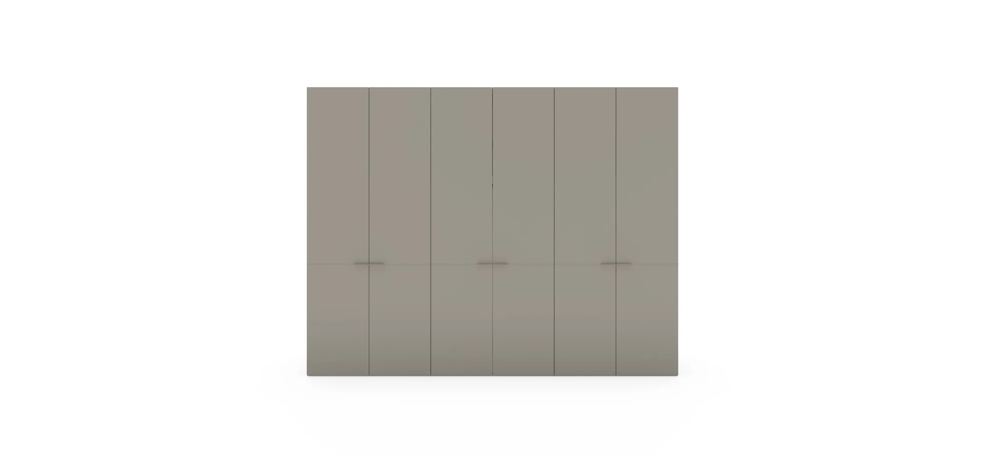 Drehtürenschrank Matera - BHT ca. 301x235x60 cm, Lack Matt, Muschelgrau, Griffe Coffee