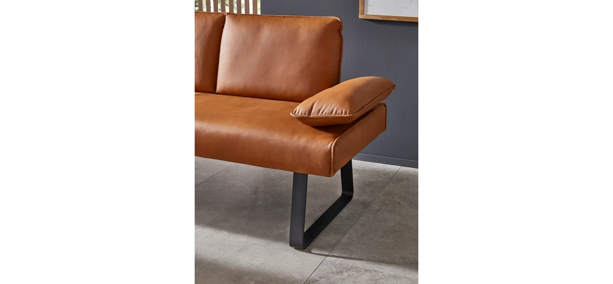 Polsterbank Elda - Breite ca. 236 cm, Leder, Cognac