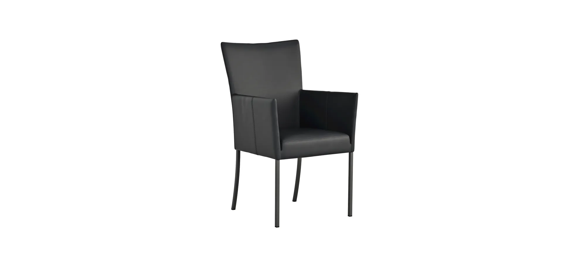 Armlehnstuhl Penthouse - Leder, Schwarz, 4 Fuß, Metall, Schwarz 104987