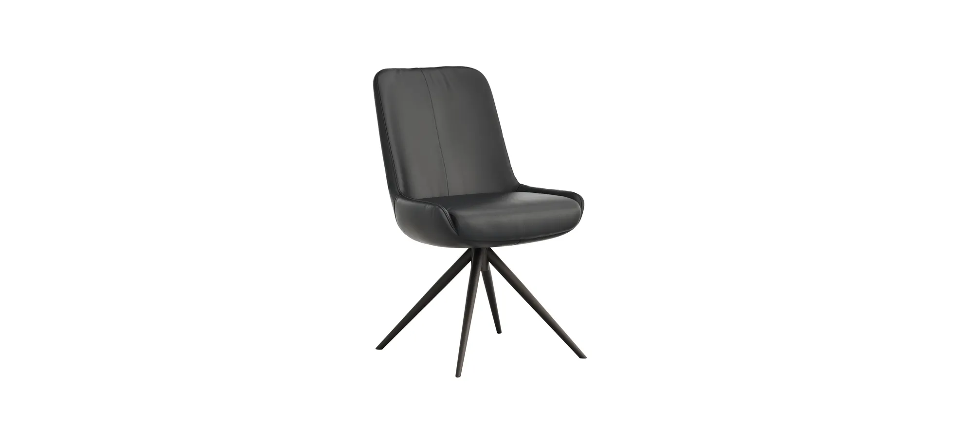 Stuhl Mis - Leder, Schwarz, Drehbar, Gestell Schwarz 109270