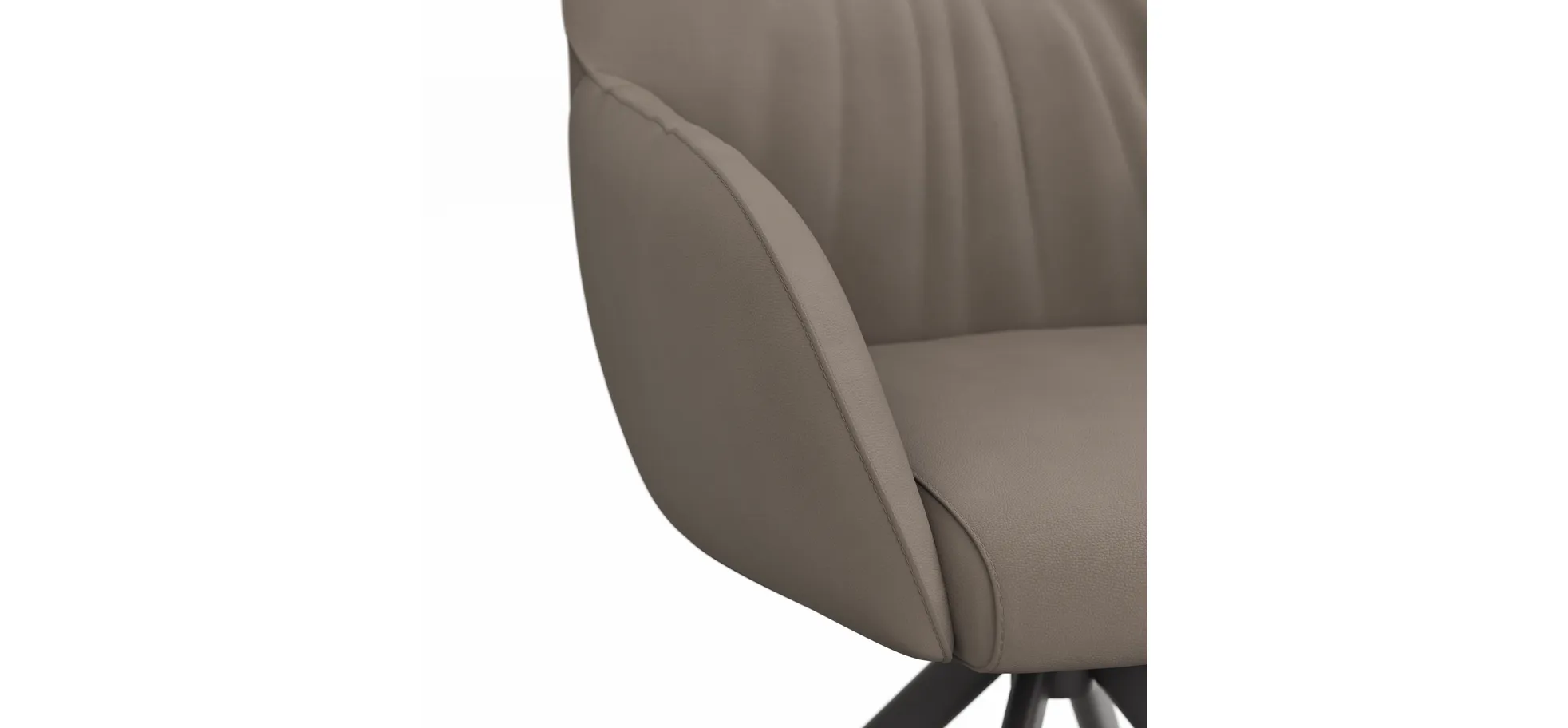 Armlehnstuhl Noli - drehbar, Leder, Graubeige