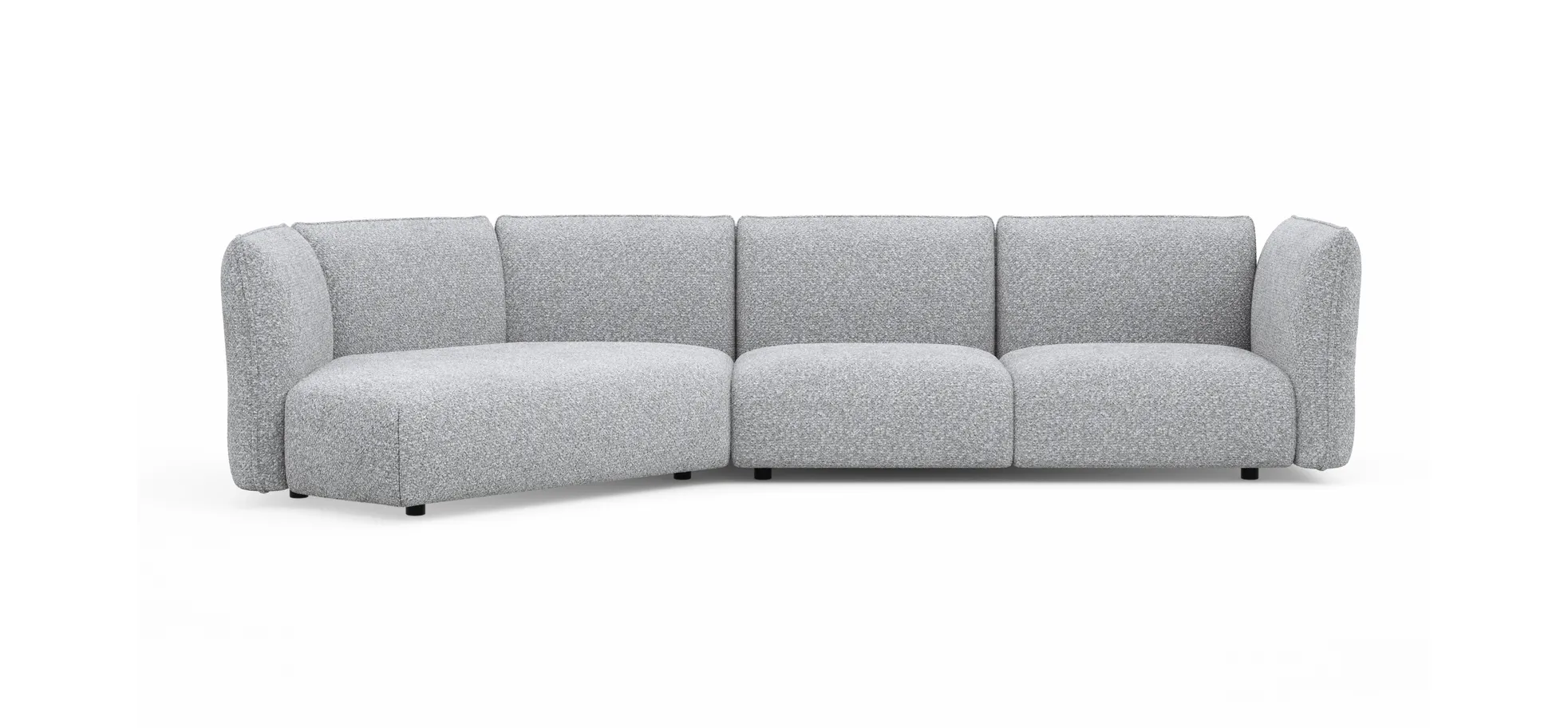 Trapezsofa Motone - Ecke links mit 2-Sitzer, Stoff, Hellgrau