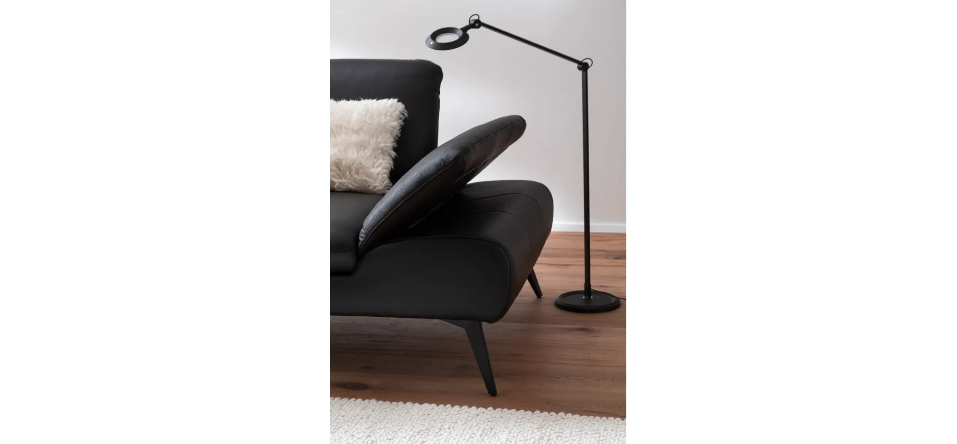 Sofa Collina - 2,5-Sitzer, Leder, Schwarz