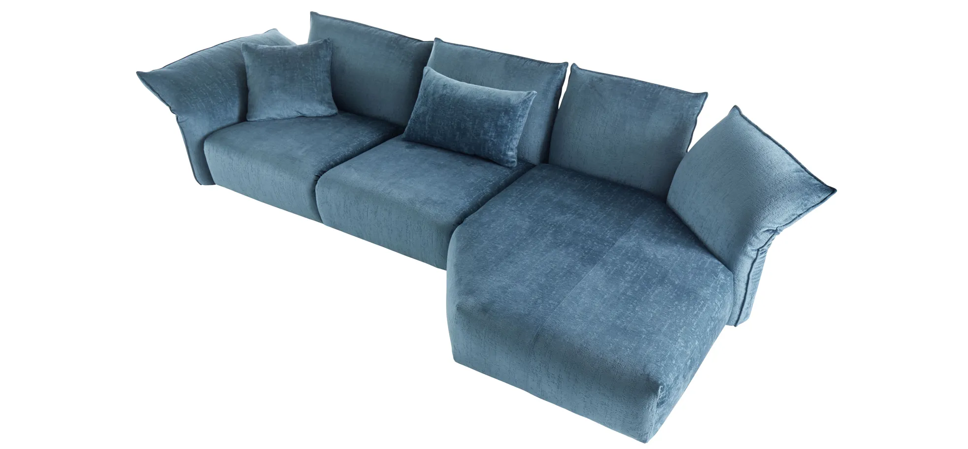 Ecksofa Motone - 2,5-Sitzer, Trapezsofa rechts, Stoff Türkis