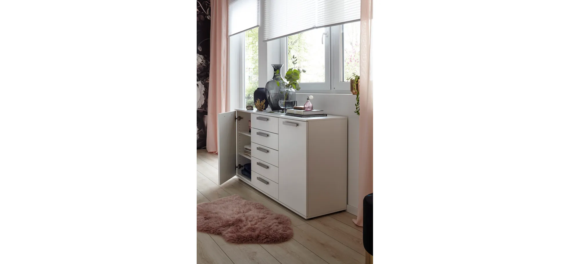 Kommode Viana - Holzwerkstoff, Weiß