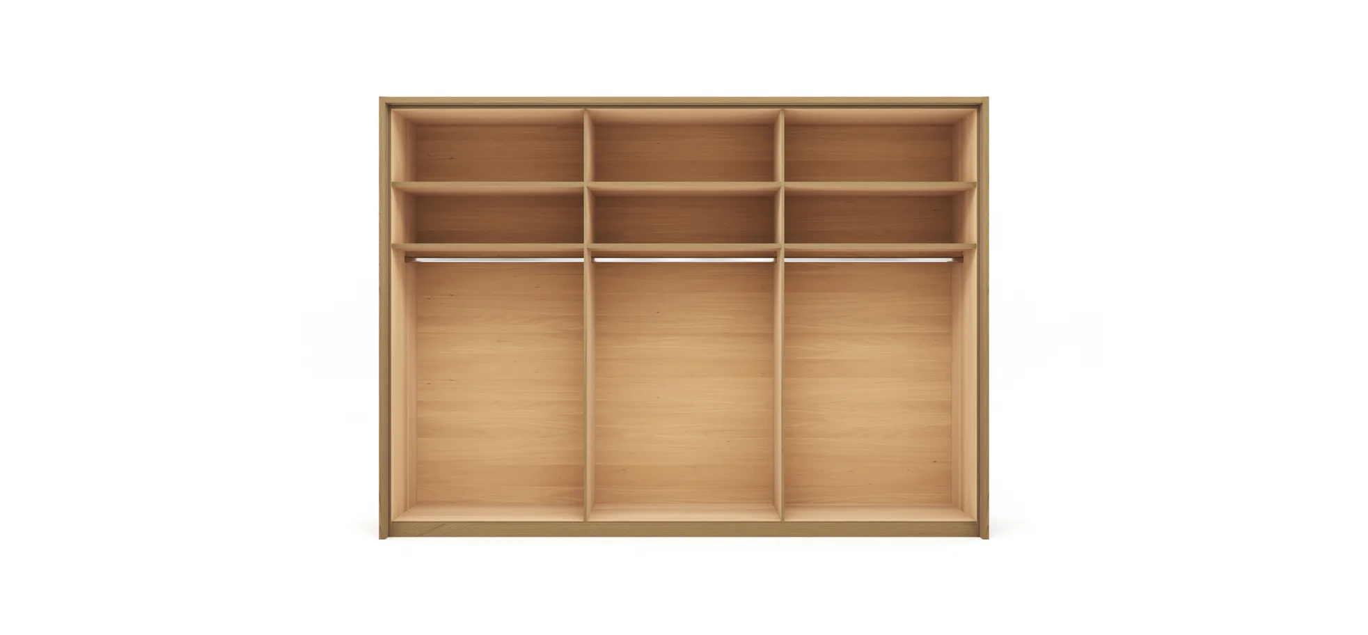 Drehtürenschrank Lenoso - B. ca. 306 cm, Eiche massiv, Glas, Champagner