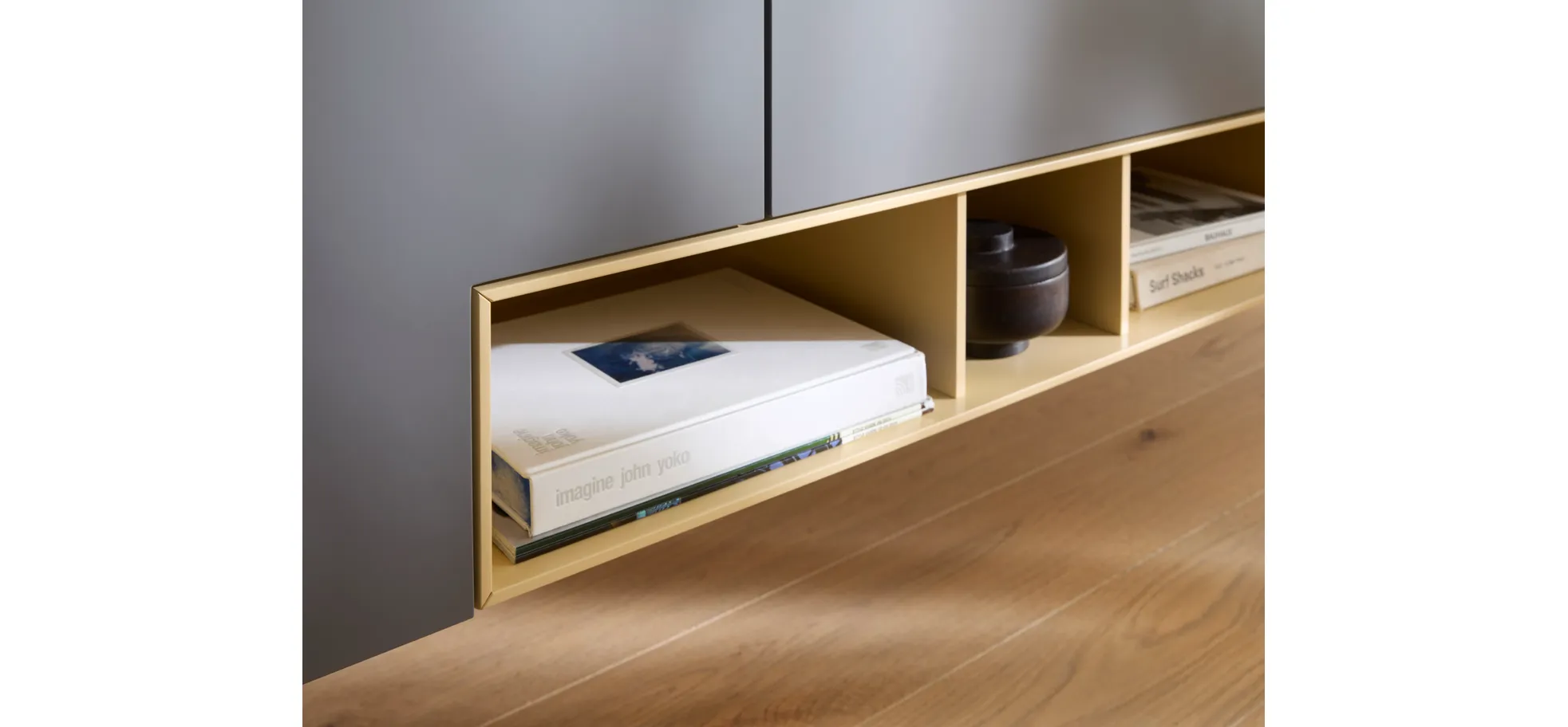 Sideboard 3900 - BHT ca. 260x55x45 cm, Lack, Steingrau