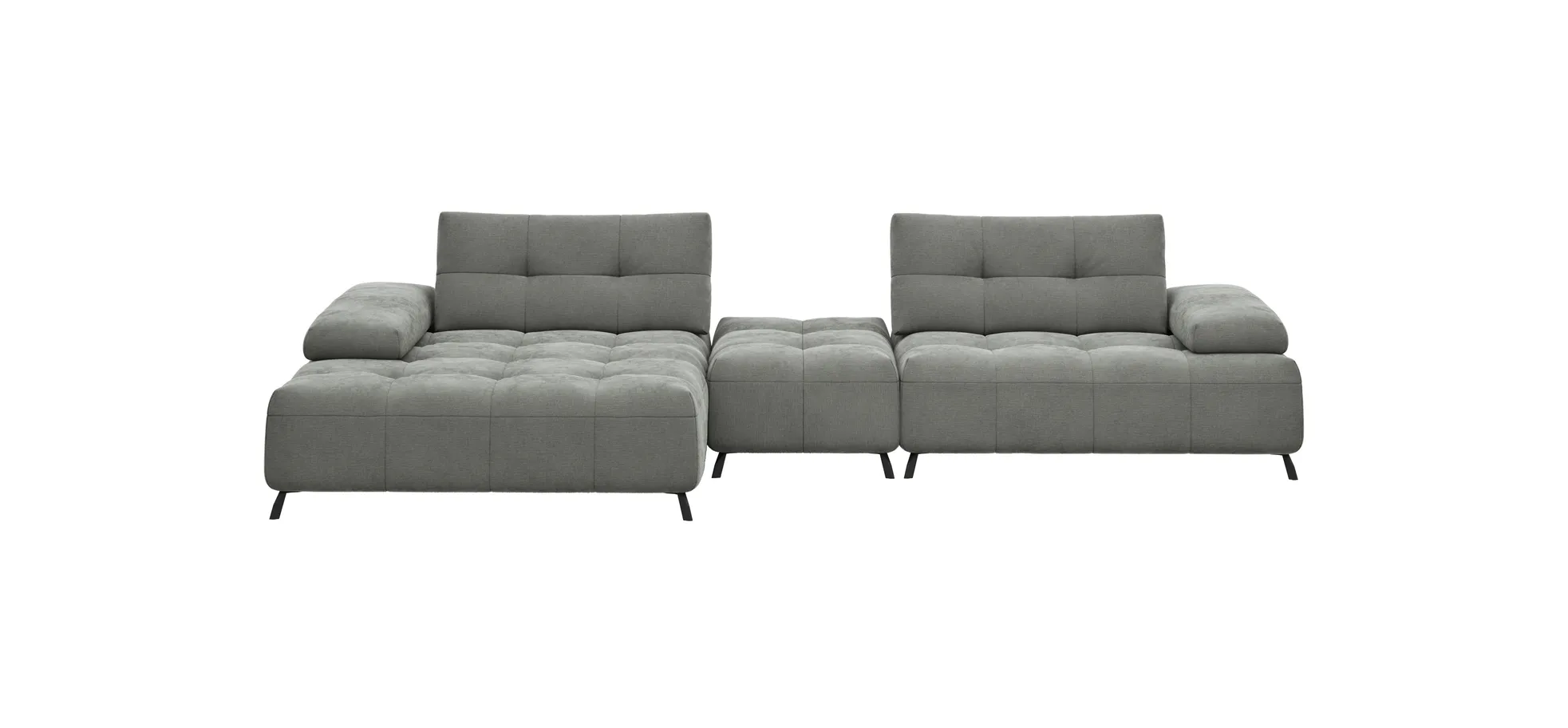 Ecksofa Comodo - Longchair Links, Stoff, Hellgrau 131923