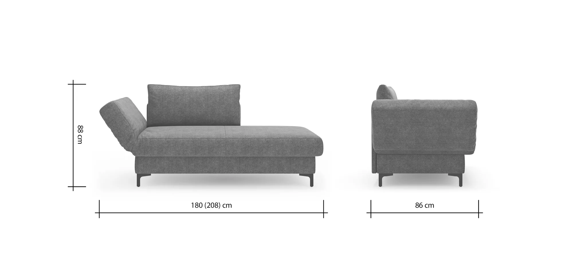 Schlafsofa Verano - Ausrichtung links inkl. Schlaffunktion und Bettkasten, Stoff, Petrol