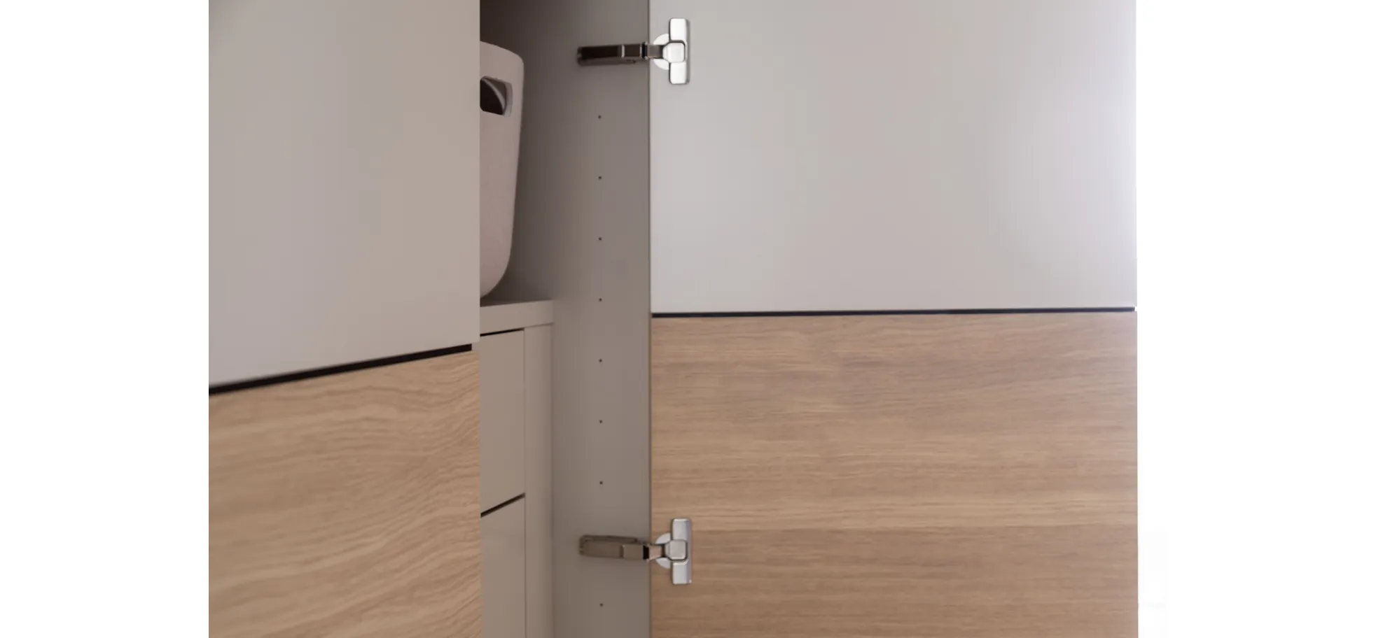 Drehtürenschrank Matera - BHT ca. 251x235x60 cm, Lack Matt, Kaschmir, Eiche, Milk