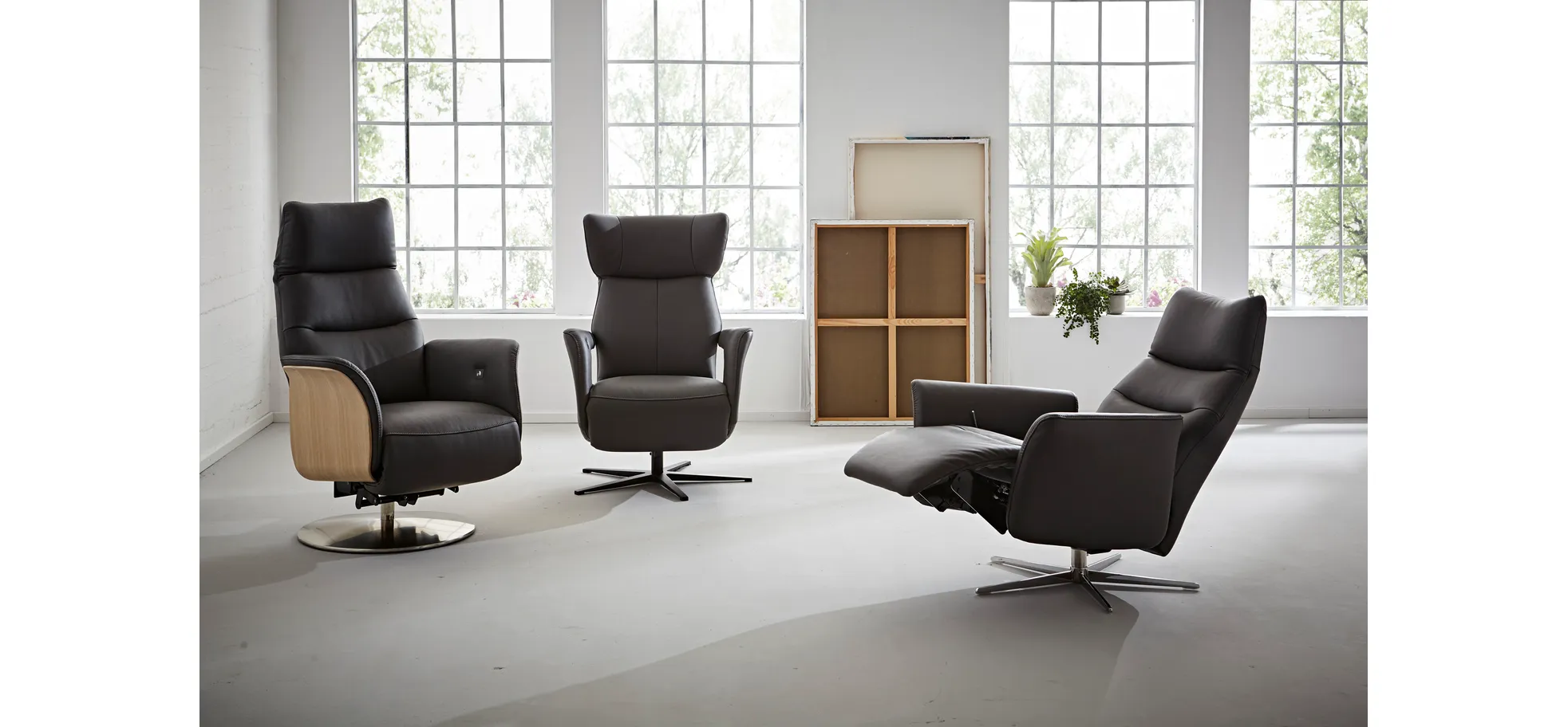 Relaxsessel Trona - Größe L, inkl. Relaxfunktion/ Kopfteil verstellbar (motorisch), Leder, Anthrazit