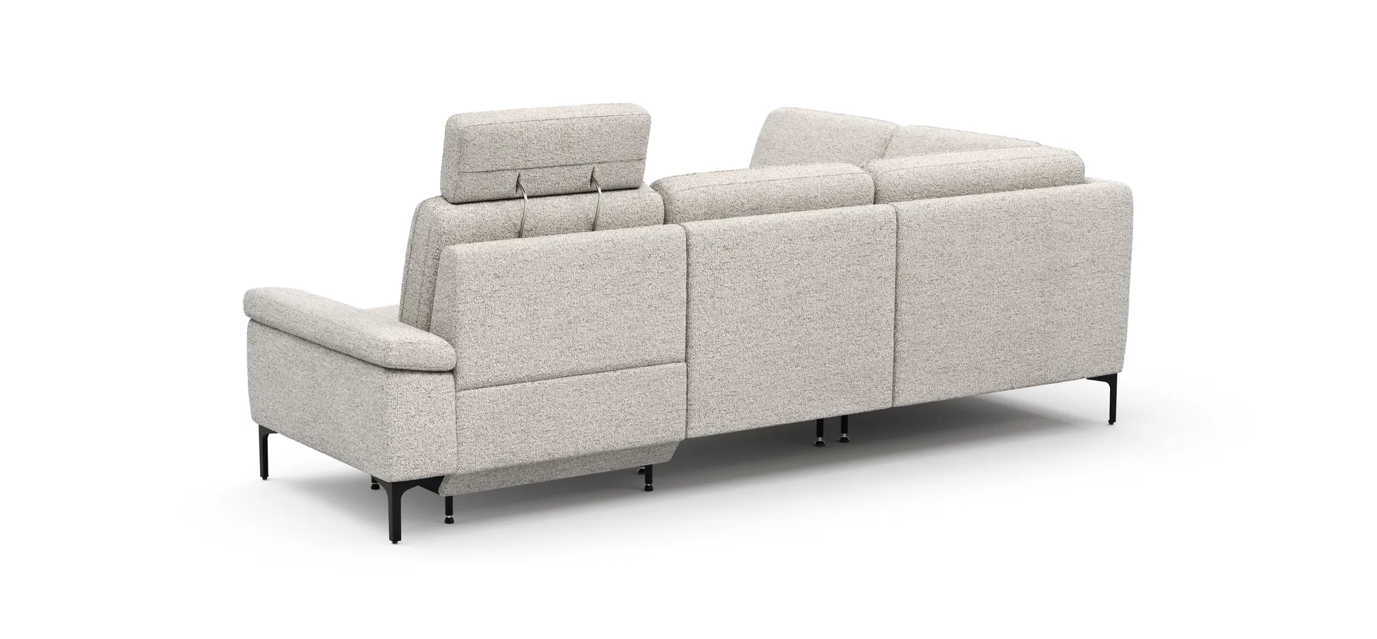 Ecksofa Matero - Ecke mit 2-Sitzer rechts inkl. Relaxfunktion motorisch und Sitzvorzug, Stoff, Hellgrau