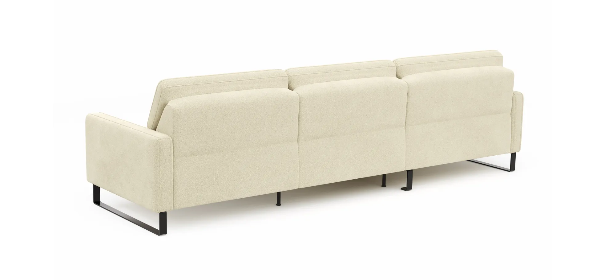 Ecksofa Valera - Longchair mit 3-Sitzer rechts inkl. Rückenlehne verstellbar, Stoff, Natur