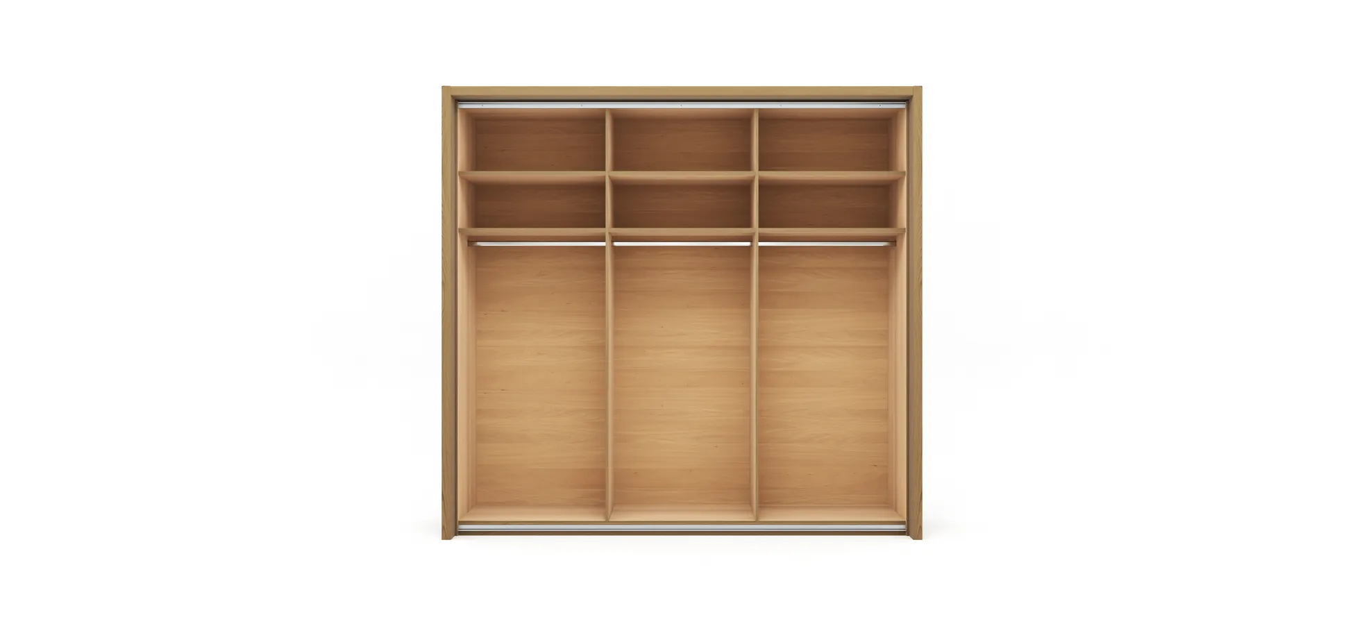 Schwebetürenschrank Lenoso -  B. ca. 260 cm, Eiche massiv, Glas, Champagner