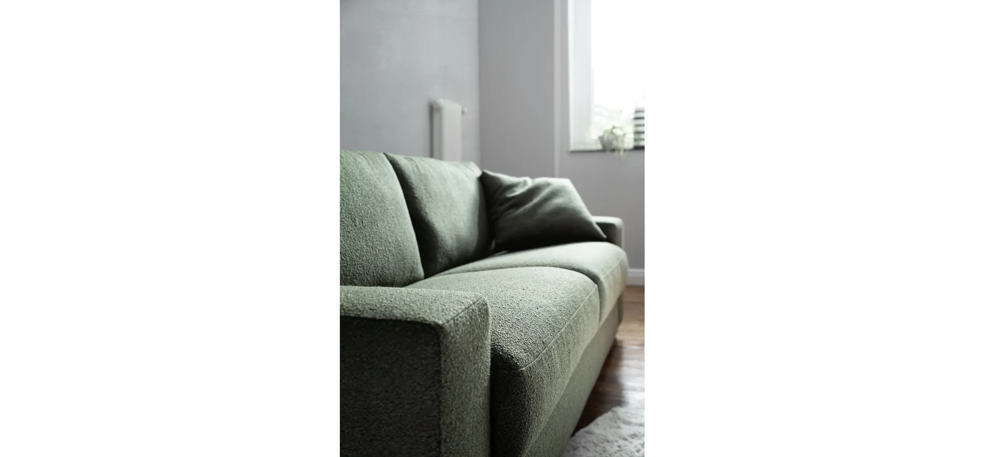 Sofa Nuoro - 3-Sitzer inkl. Schlaffunktion, Stoff, Olivgrün