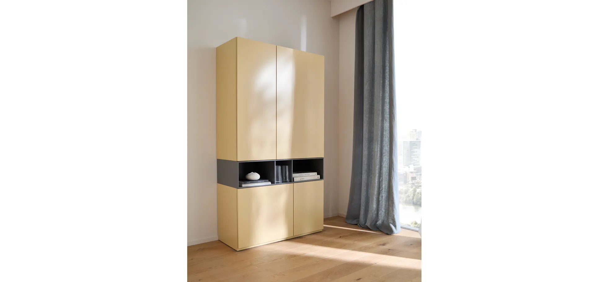 Highboard 3900 - BHT ca. 100x189x45 cm, Lack, Mandel