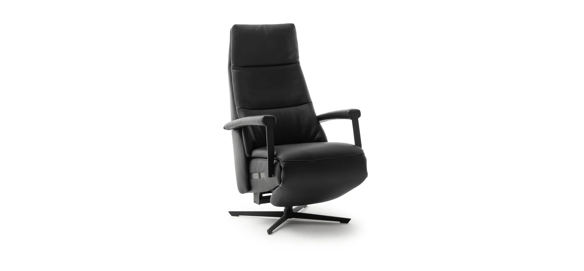 Sessel Possitano - motor. Relaxfunktion und Aufstehhilfe, Leder, Schwarz 123846